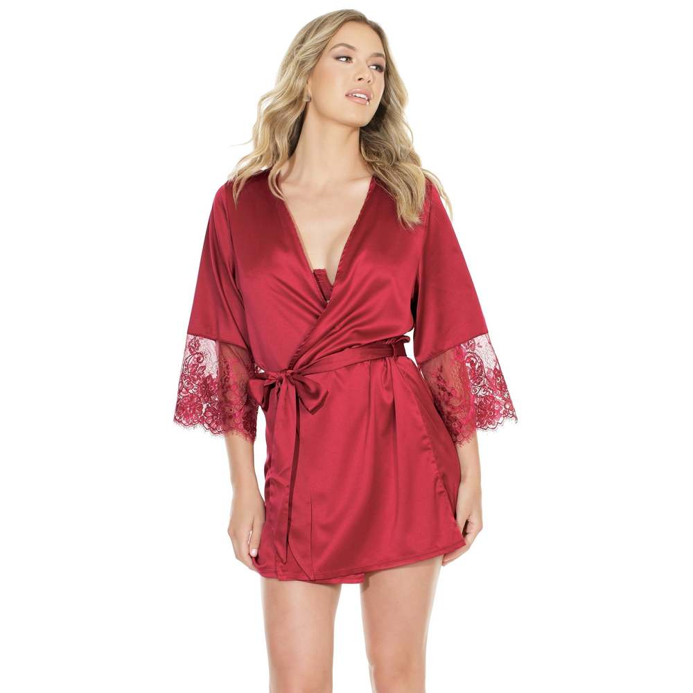 Coquette - Satin Robe with Lace Finish